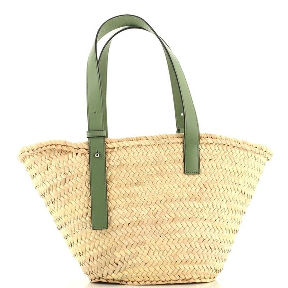 Loewe Basket Tote Raffia Medium Green - Picture 3 of 6